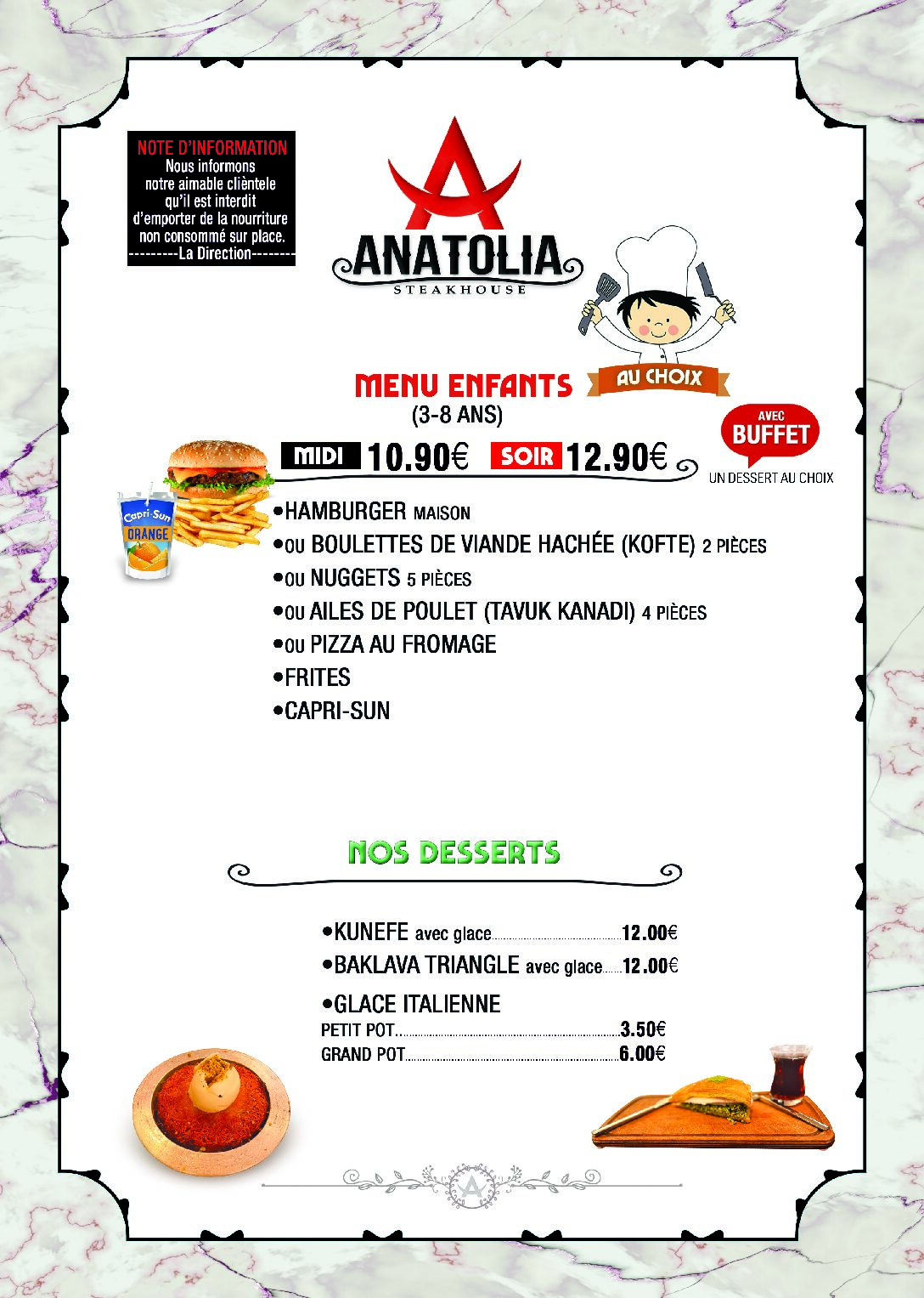 menu enfant